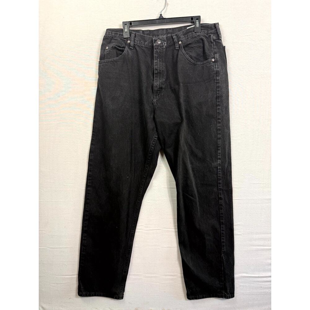 Wrangler Jeans Mens 36X34 Coal Black Five Star Premium Denim Relaxed Fit Pockets